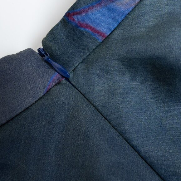 Silk Midi Skirt Floral A-lined Lined Blue Ombre - Picture 8 of 13